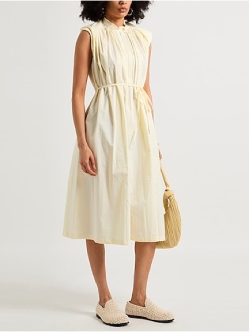 LOW CLASSIC Cream Tie Waist Sleeveless Midi Dress